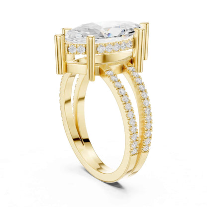 3 Carat Marquise Cut Lab Grown Diamond Engagement Ring with Pavé Split Shank