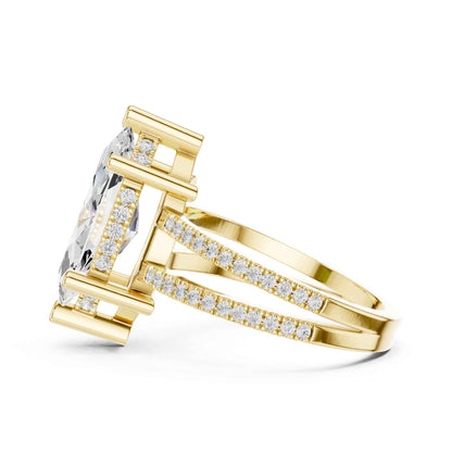 3 Carat Marquise Cut Lab Grown Diamond Engagement Ring with Pavé Split Shank