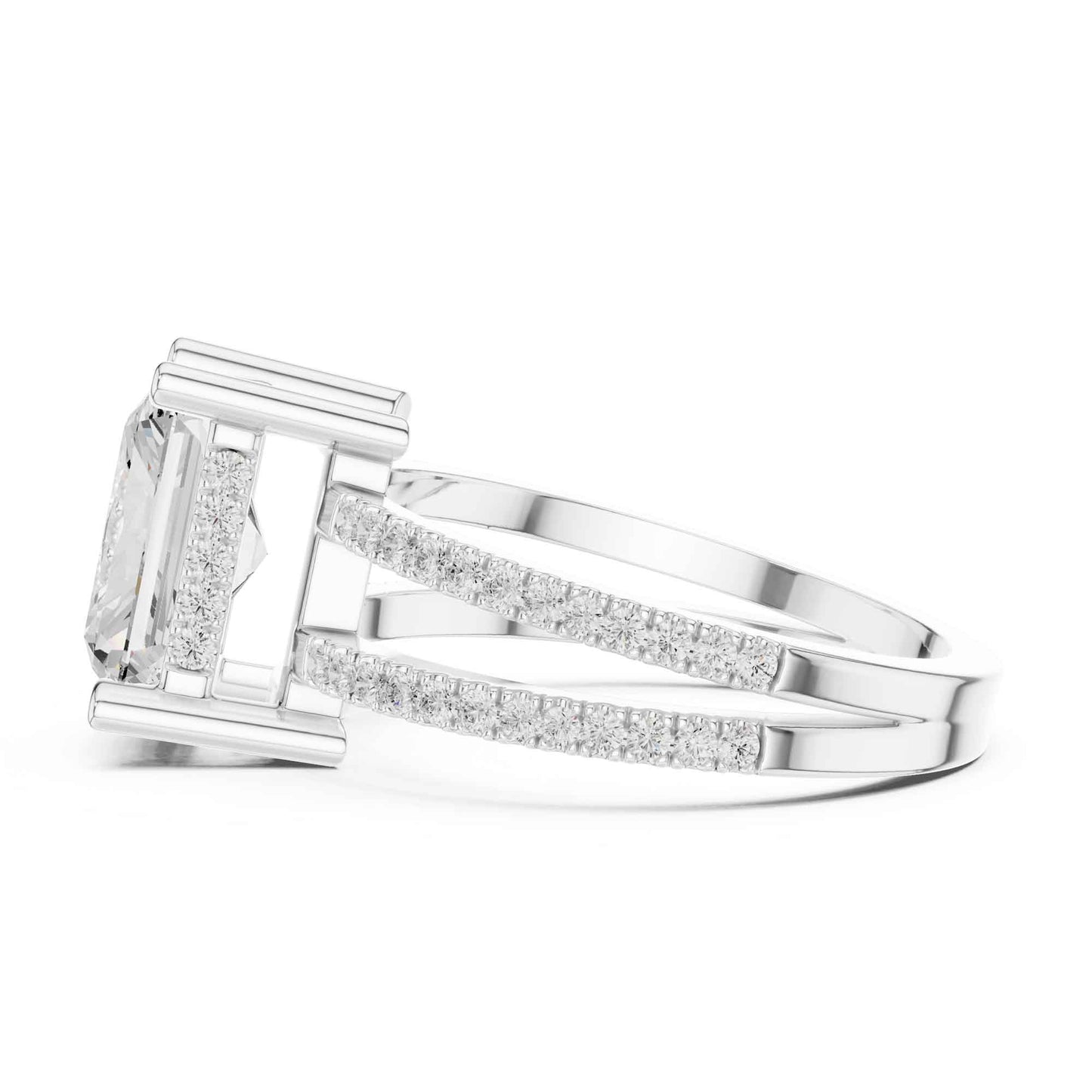 3 Carat Radiant Cut Diamond Engagement Ring Pavé Setting