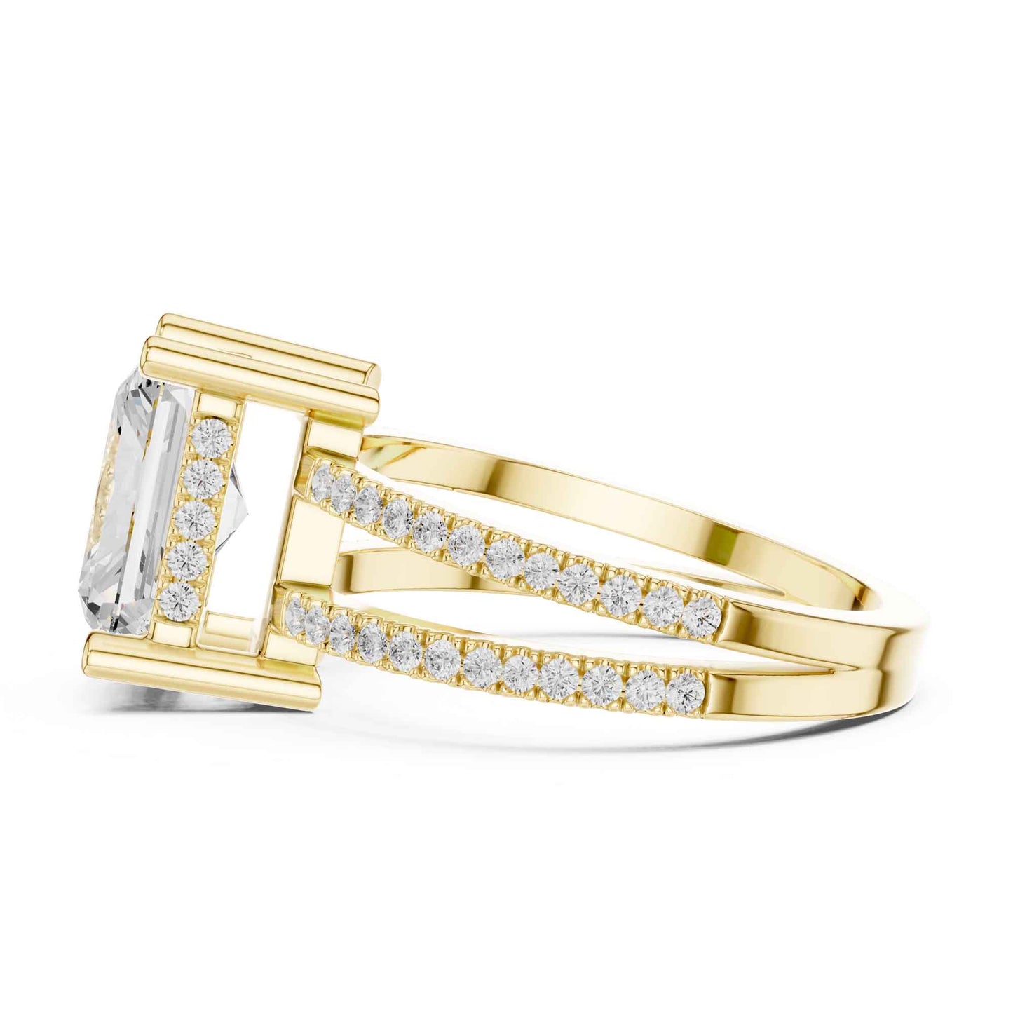 3 Carat Radiant Cut Diamond Engagement Ring Pavé Setting