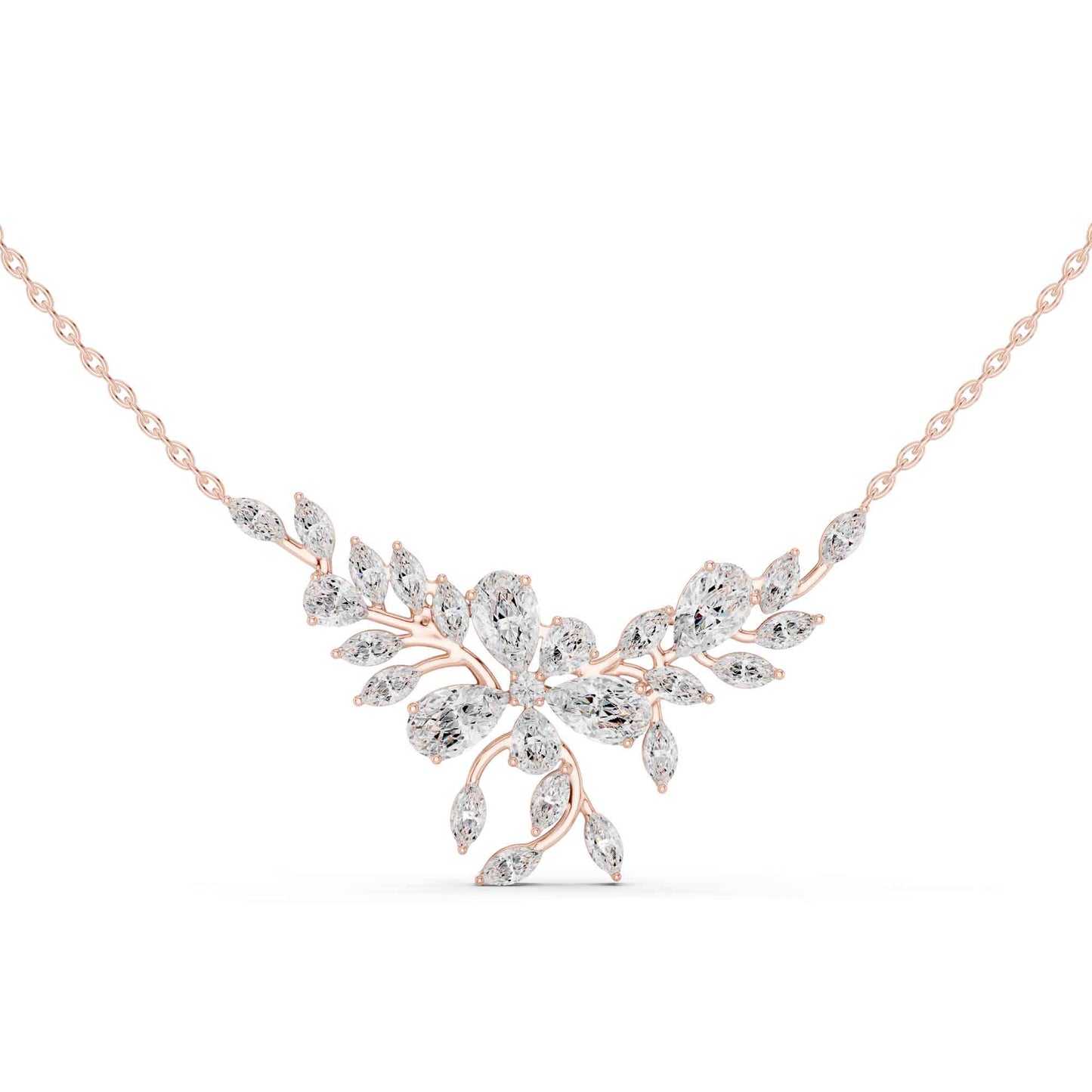 Marquise & Pear Lab Grown Diamond Floral Vine Chain & Pendant