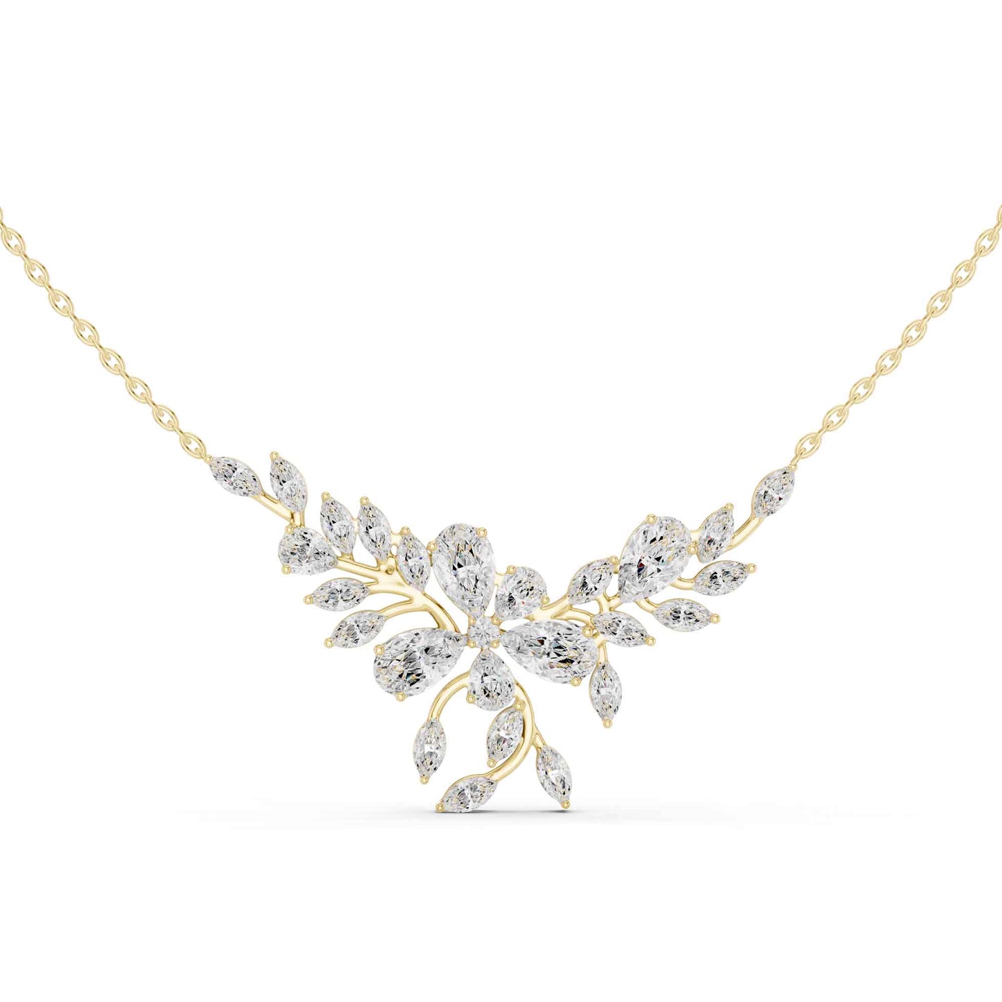 Marquise & Pear Lab Grown Diamond Floral Vine Chain & Pendant