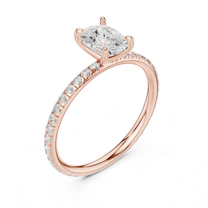 1 Carat Cushion Cut Diamond Engagement Ring with Pavé Side Diamonds