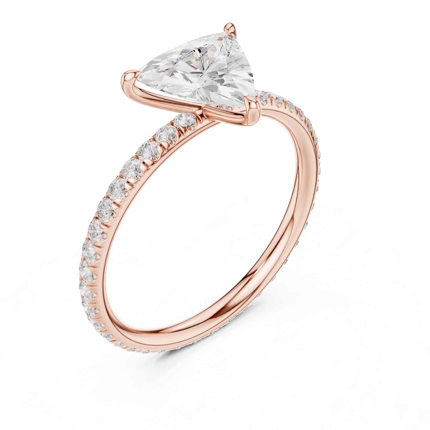 1 Carat Trillion Cut Lab Grown Diamond Engagement Ring with Pavé Band