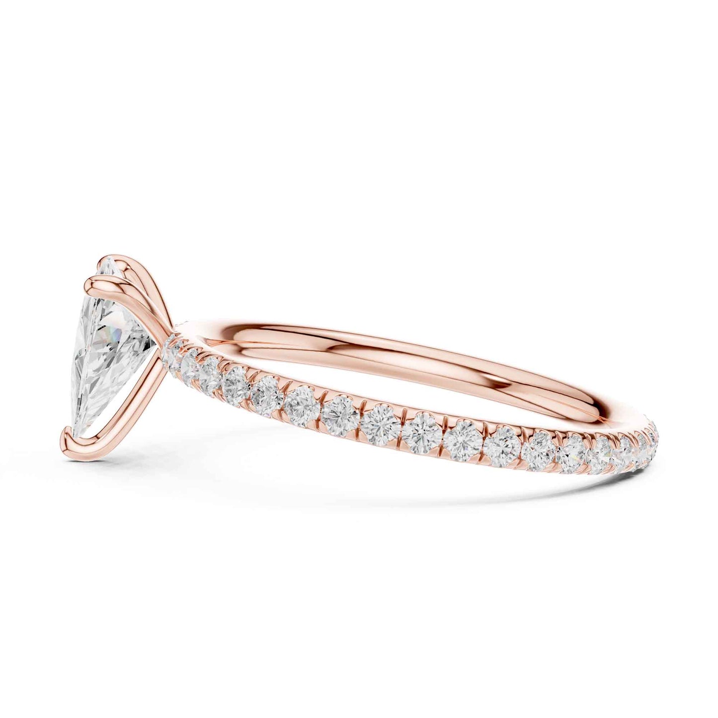 1 Carat Trillion Cut Lab Grown Diamond Engagement Ring with Pavé Band