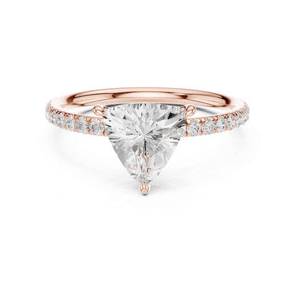 1 Carat Trillion Cut Lab Grown Diamond Engagement Ring with Pavé Band