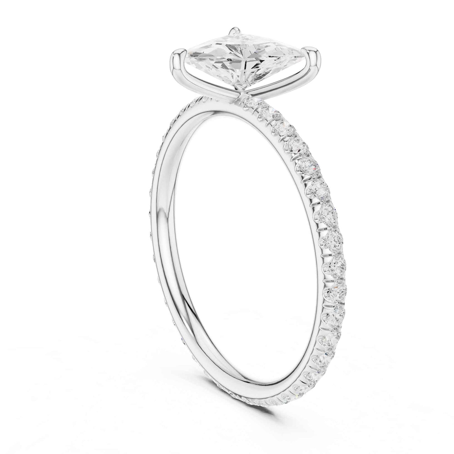 1 Carat Trillion Cut Lab Grown Diamond Engagement Ring with Pavé Band