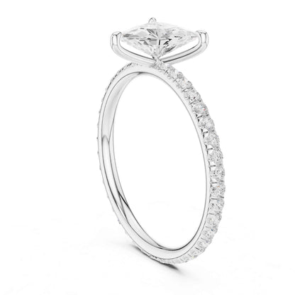 1 Carat Trillion Cut Lab Grown Diamond Engagement Ring with Pavé Band
