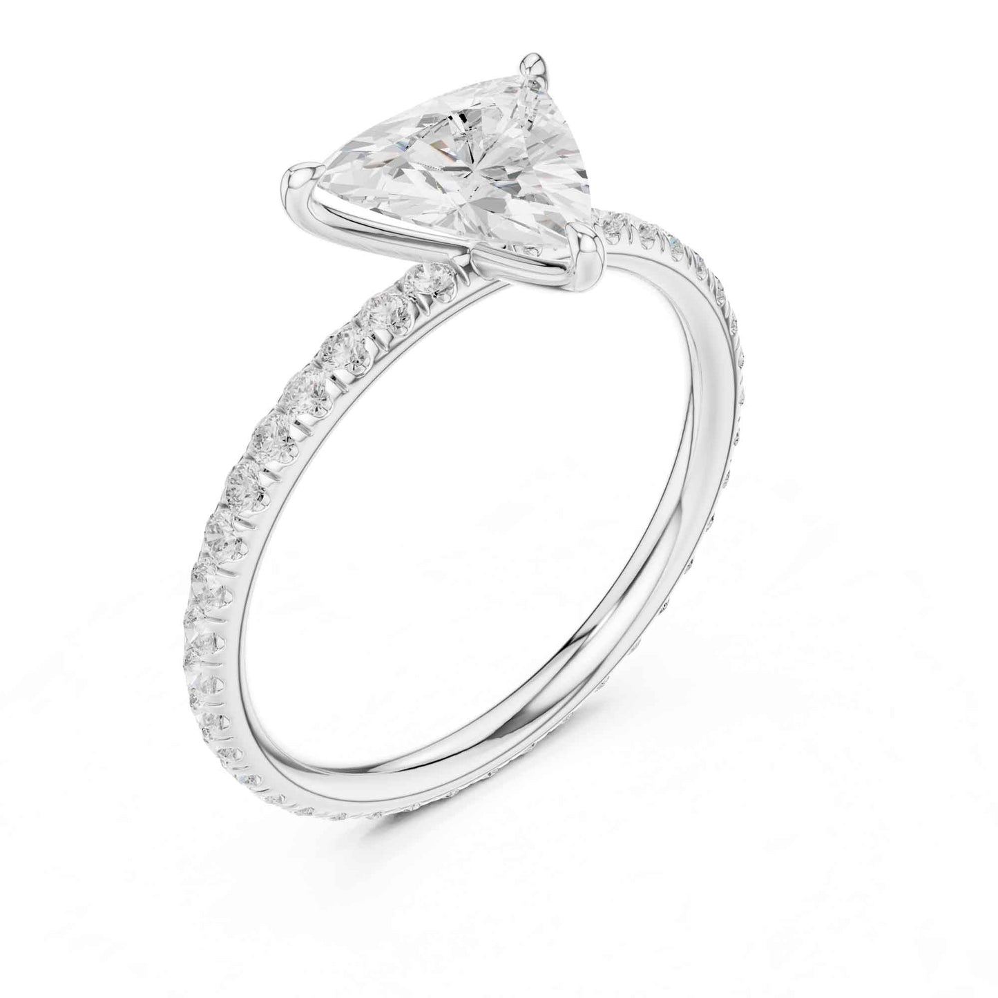 1 Carat Trillion Cut Lab Grown Diamond Engagement Ring with Pavé Band