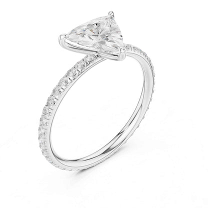 1 Carat Trillion Cut Lab Grown Diamond Engagement Ring with Pavé Band