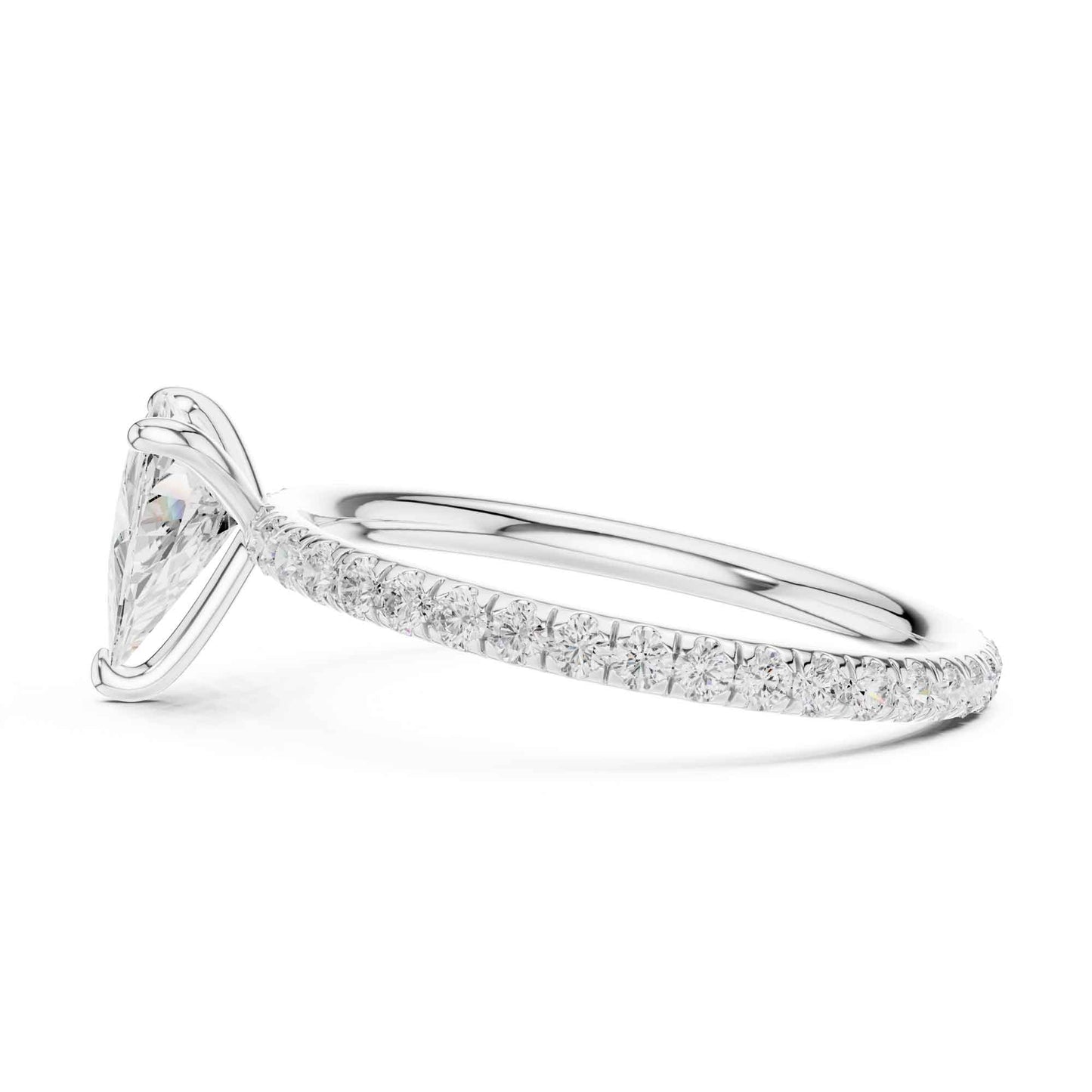 1 Carat Trillion Cut Lab Grown Diamond Engagement Ring with Pavé Band