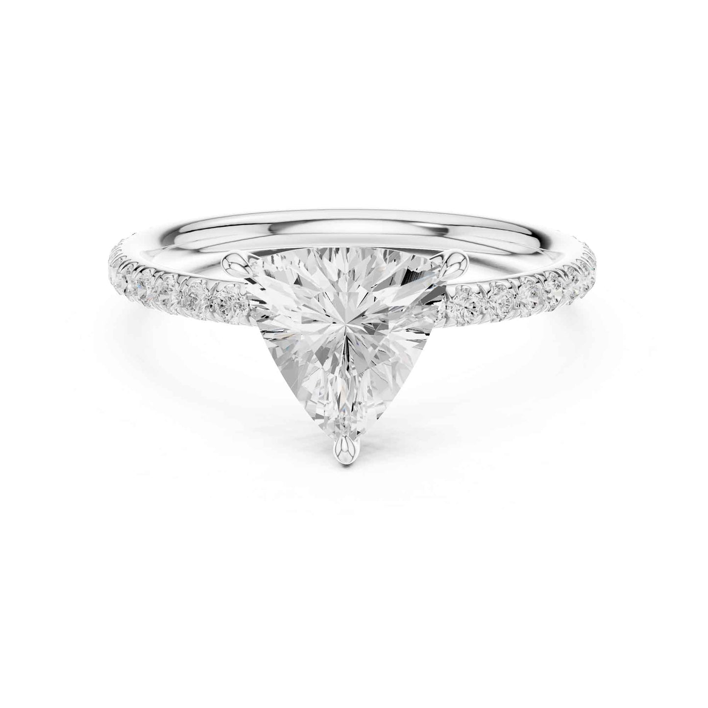 1 Carat Trillion Cut Lab Grown Diamond Engagement Ring with Pavé Band