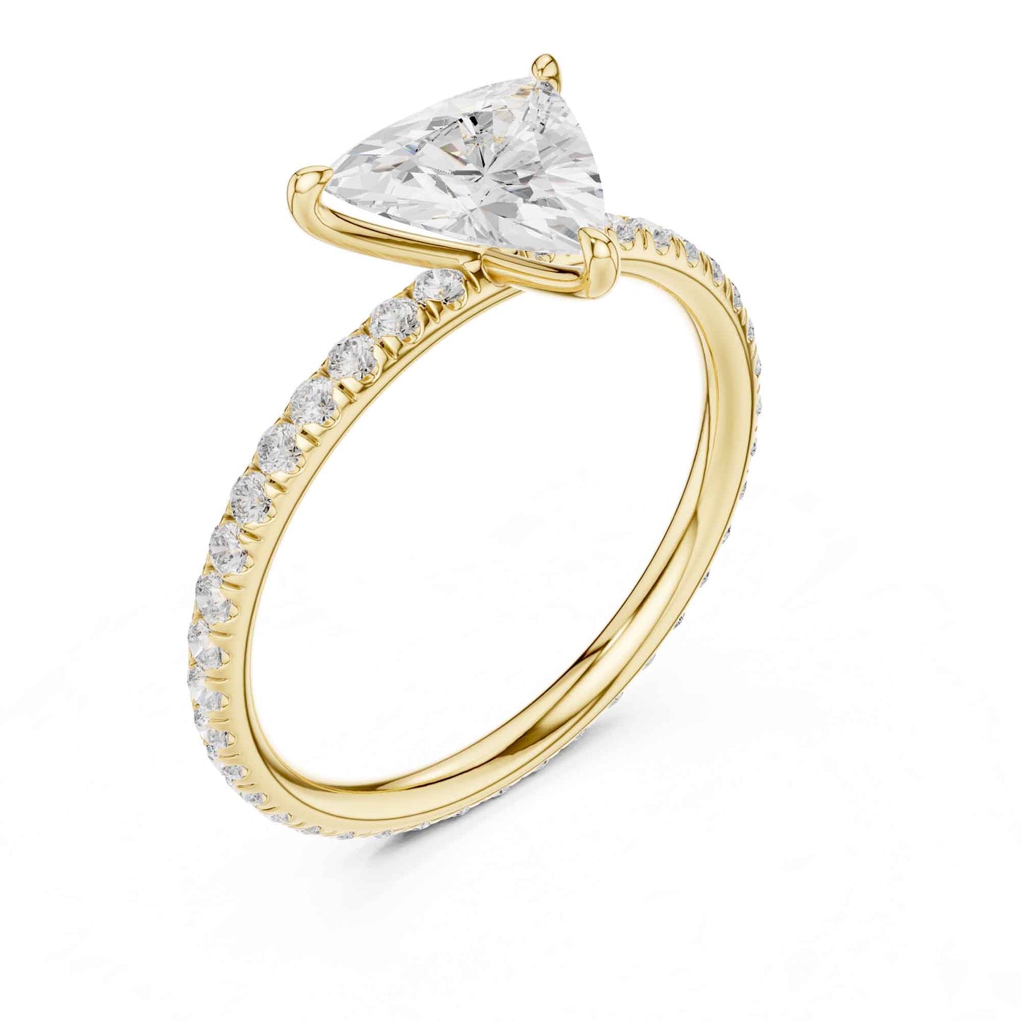 1 Carat Trillion Cut Lab Grown Diamond Engagement Ring with Pavé Band