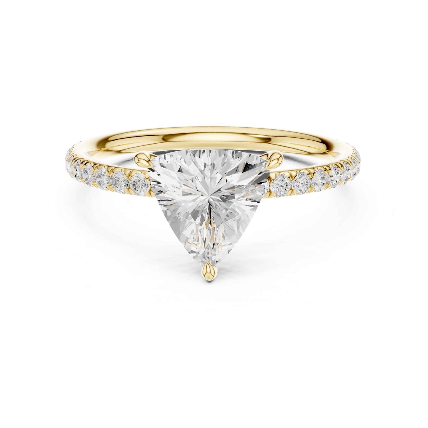 1 Carat Trillion Cut Lab Grown Diamond Engagement Ring with Pavé Band