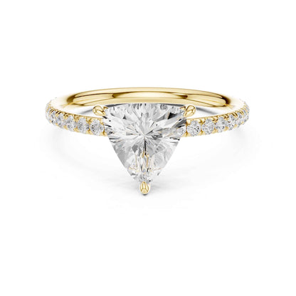 1 Carat Trillion Cut Lab Grown Diamond Engagement Ring with Pavé Band