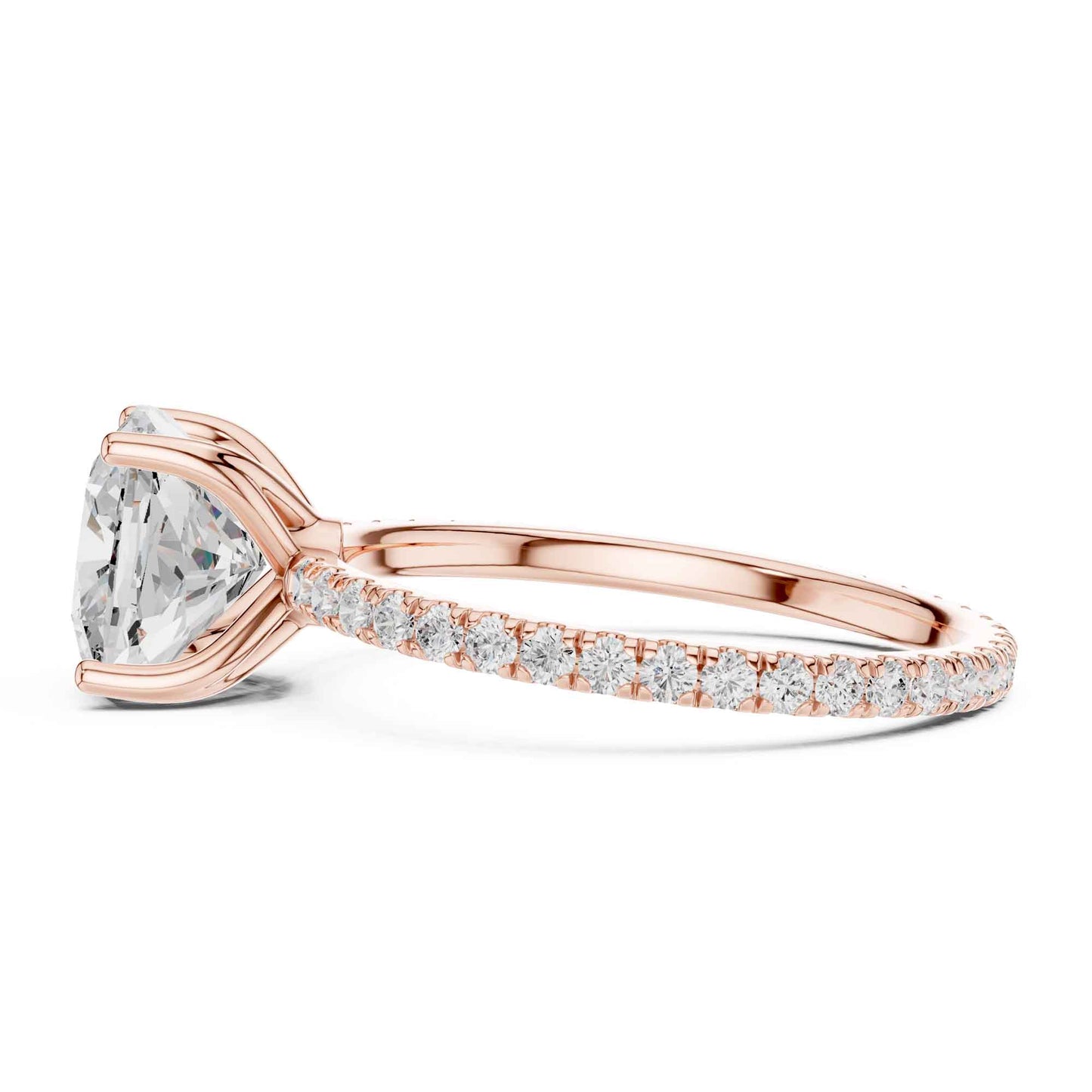 2.5 Carat Cushion Cut Diamond Engagement Ring with Pavé Band