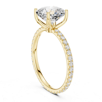 2.5 Carat Cushion Cut Diamond Engagement Ring with Pavé Band