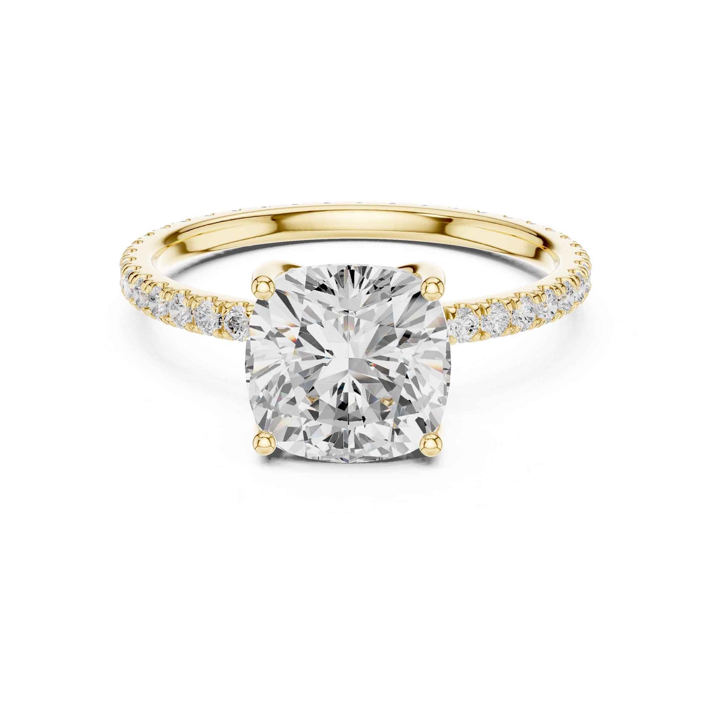2.5 Carat Cushion Cut Diamond Engagement Ring with Pavé Band