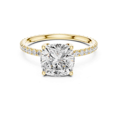 2.5 Carat Cushion Cut Diamond Engagement Ring with Pavé Band