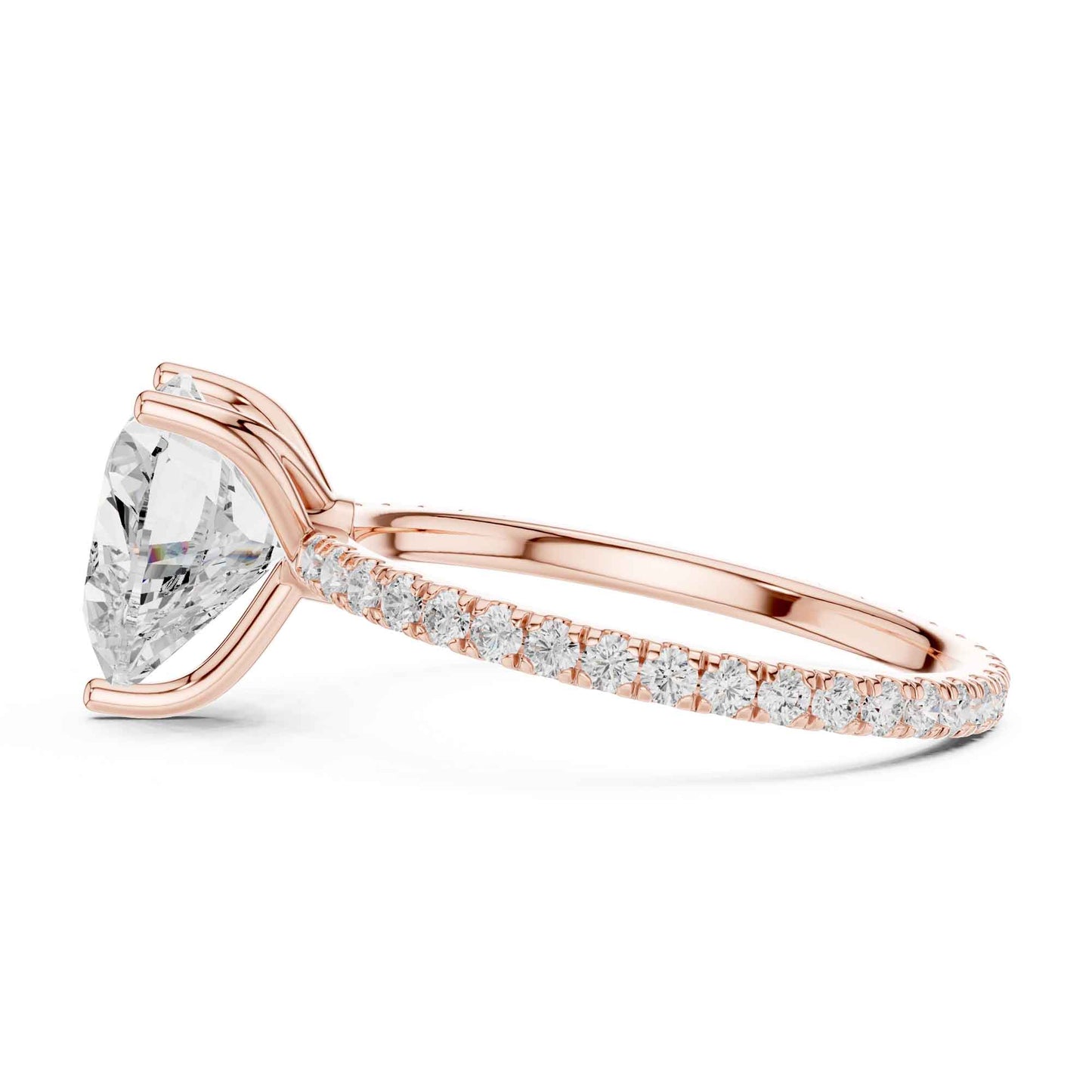 2.5 Carat Heart Cut Lab Grown Diamond Engagement Ring with Pavé Band