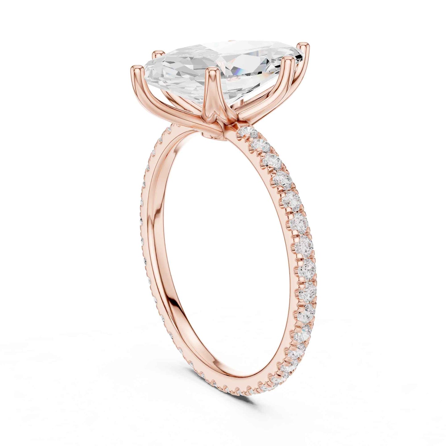 2.5 Carat Marquise Shape Lab Grown Diamond Engagement Ring with Pavé Band