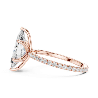 2.5 Carat Marquise Shape Lab Grown Diamond Engagement Ring with Pavé Band