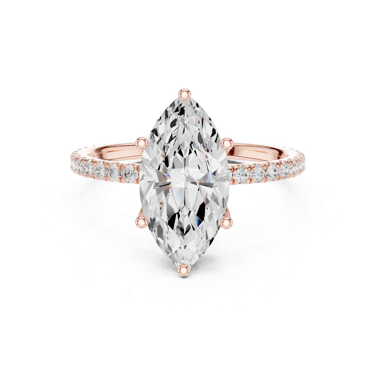 2.5 Carat Marquise Shape Lab Grown Diamond Engagement Ring with Pavé Band