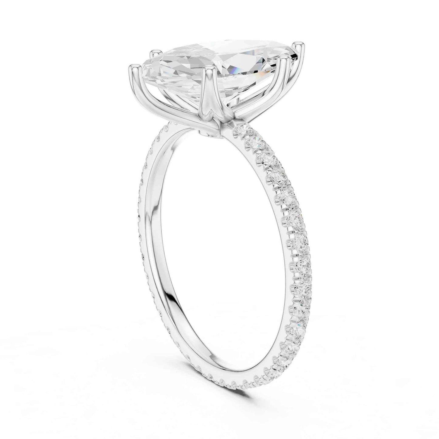 2.5 Carat Marquise Shape Lab Grown Diamond Engagement Ring with Pavé Band