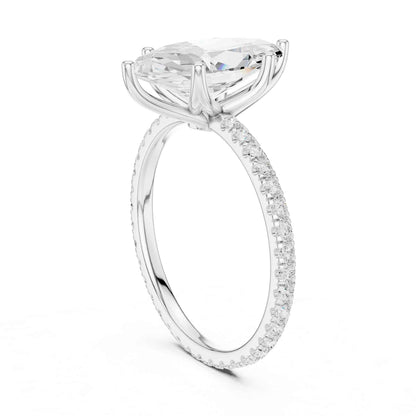 2.5 Carat Marquise Shape Lab Grown Diamond Engagement Ring with Pavé Band