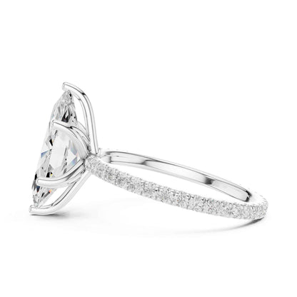 2.5 Carat Marquise Shape Lab Grown Diamond Engagement Ring with Pavé Band