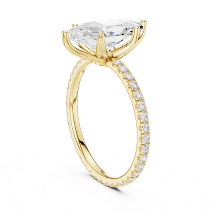 2.5 Carat Marquise Shape Lab Grown Diamond Engagement Ring with Pavé Band