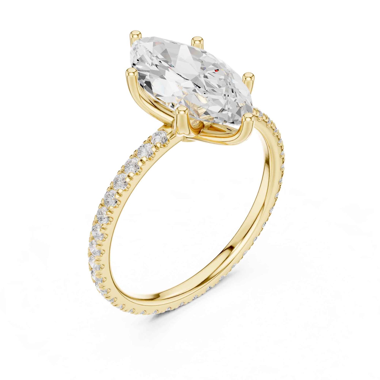 2.5 Carat Marquise Shape Lab Grown Diamond Engagement Ring with Pavé Band