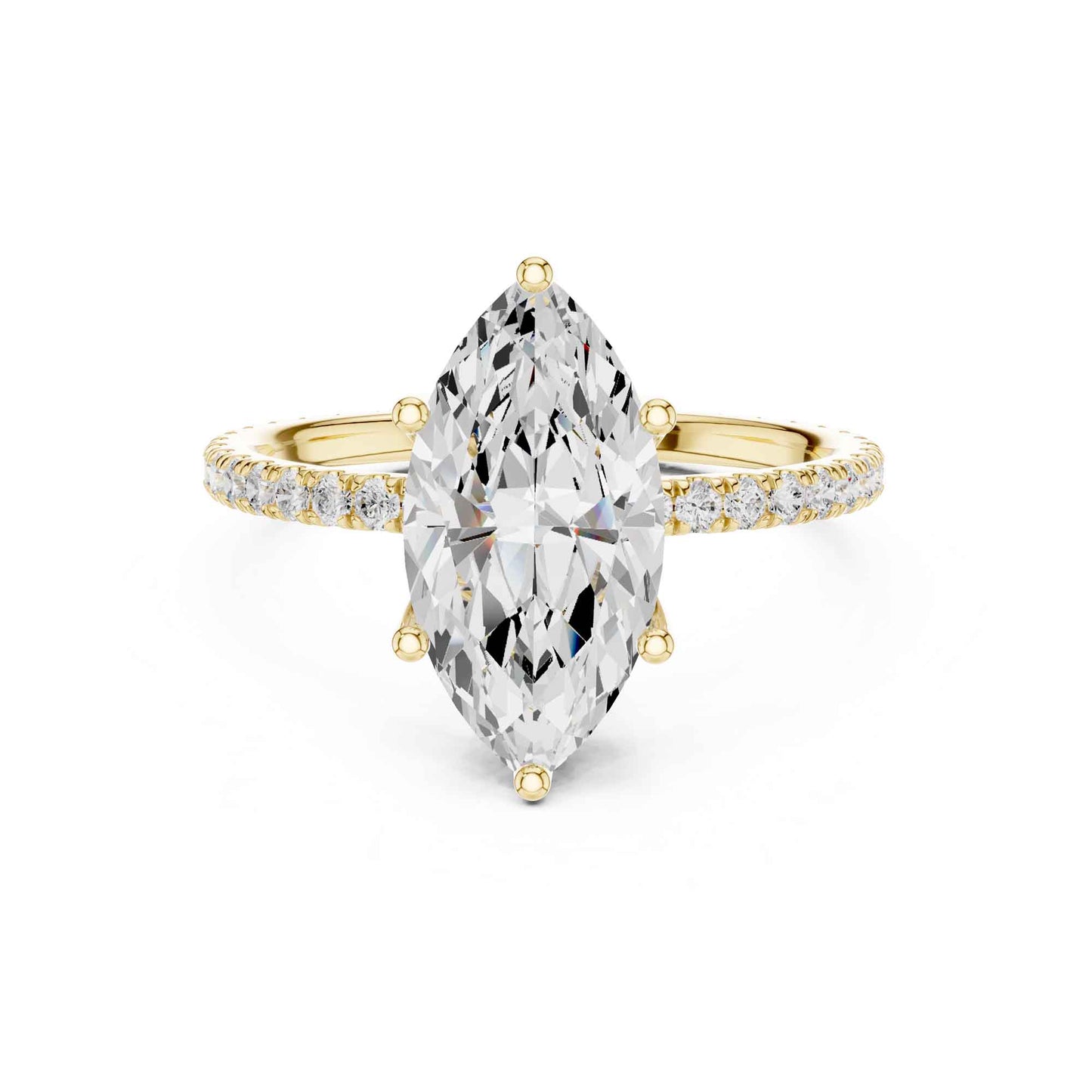 2.5 Carat Marquise Shape Lab Grown Diamond Engagement Ring with Pavé Band