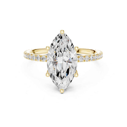 2.5 Carat Marquise Shape Lab Grown Diamond Engagement Ring with Pavé Band