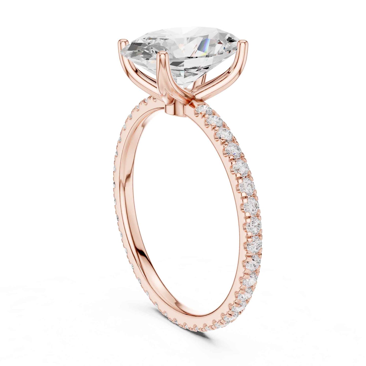 2.5 Carat Oval Shape Lab Grown Diamond Engagement Ring with Pavé Band