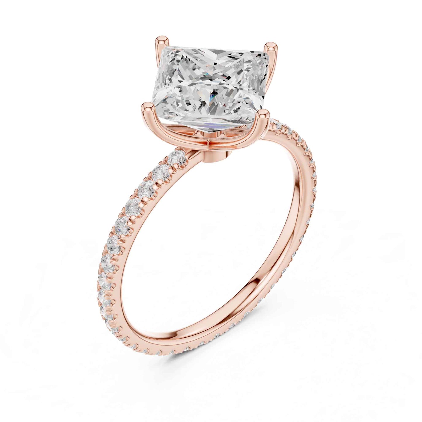 2.5 Carat Princess Cut Lab Grown Diamond Pavé Engagement Ring