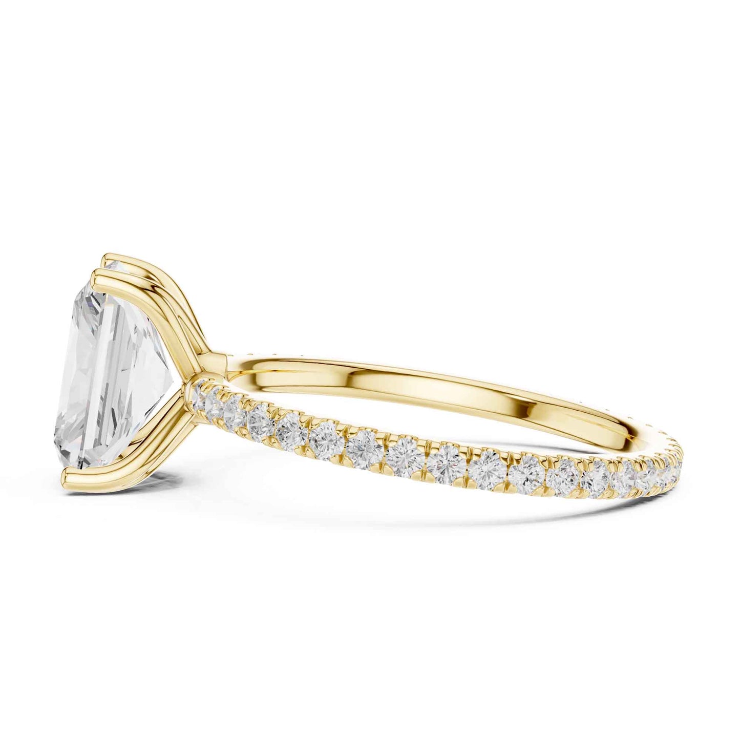2.5 Carat Radiant Cut Lab Grown Diamond Engagement Ring with Pavé Band
