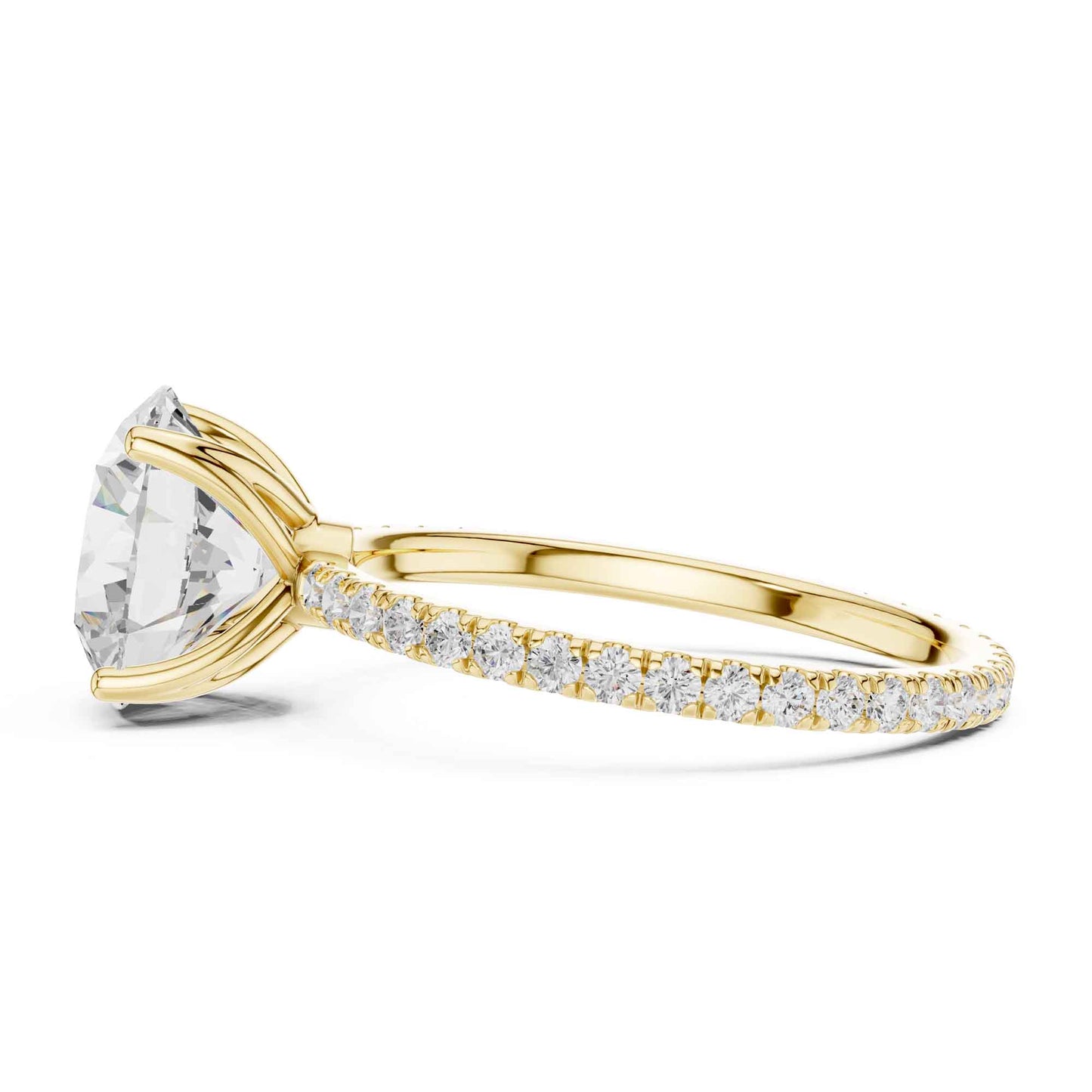 2.5 Carat Round Cut Lab Grown Diamond Pavé Engagement Ring