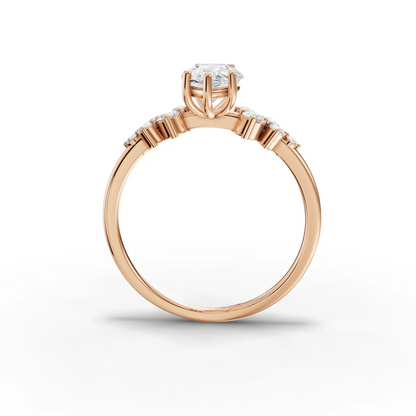 1.5 Carat Center Pear, Round Cut Moissanite Diamond Engagement Ring
