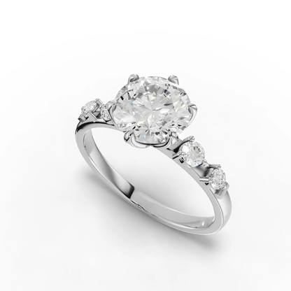 1.5 Carat Center Round Cut Moissanite Diamond Engagement Ring