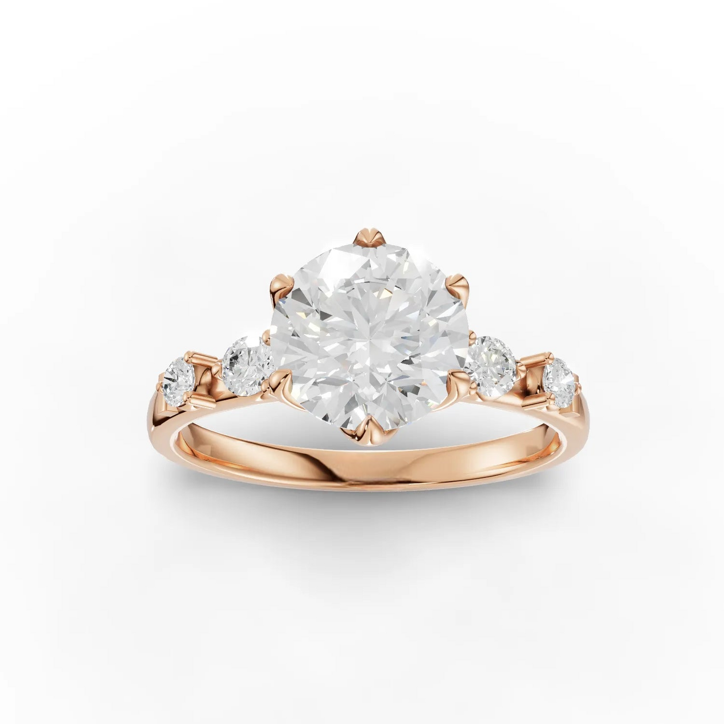 1.5 Carat Center Round Cut Moissanite Diamond Engagement Ring
