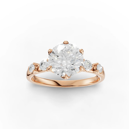 1.5 Carat Center Round Cut Moissanite Diamond Engagement Ring