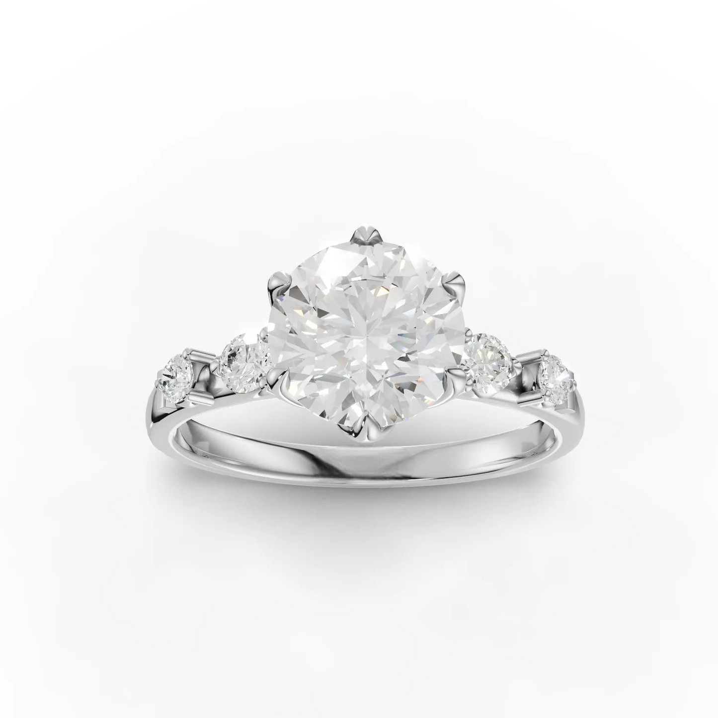 1.5 Carat Center Round Cut Moissanite Diamond Engagement Ring