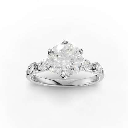 1.5 Carat Center Round Cut Moissanite Diamond Engagement Ring
