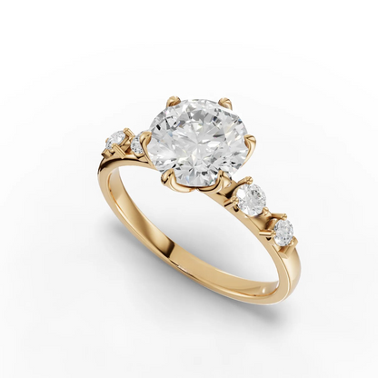 1.5 Carat Center Round Cut Moissanite Diamond Engagement Ring