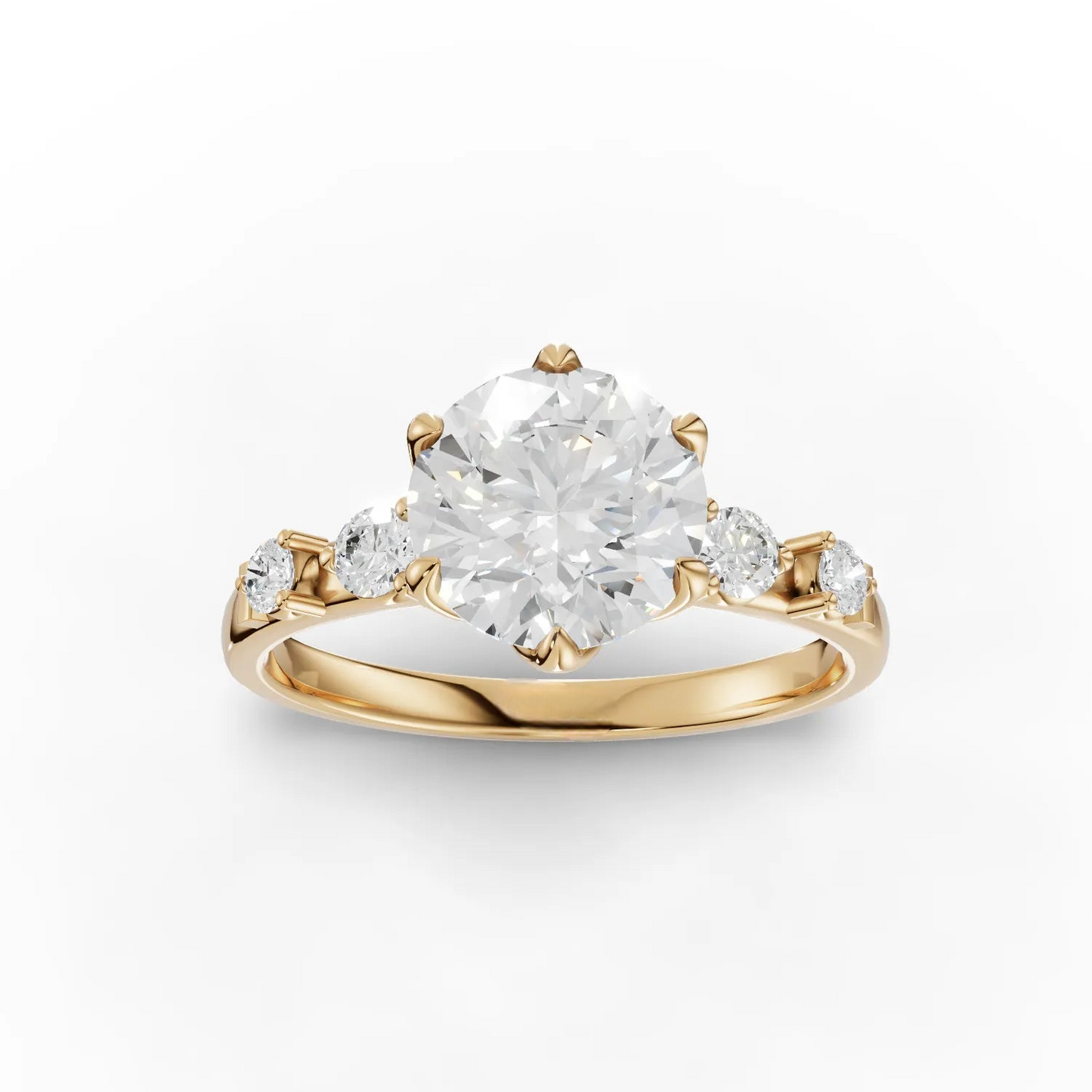 1.5 Carat Center Round Cut Moissanite Diamond Engagement Ring