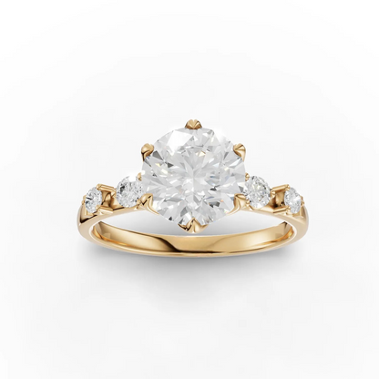 1.5 Carat Center Round Cut Moissanite Diamond Engagement Ring