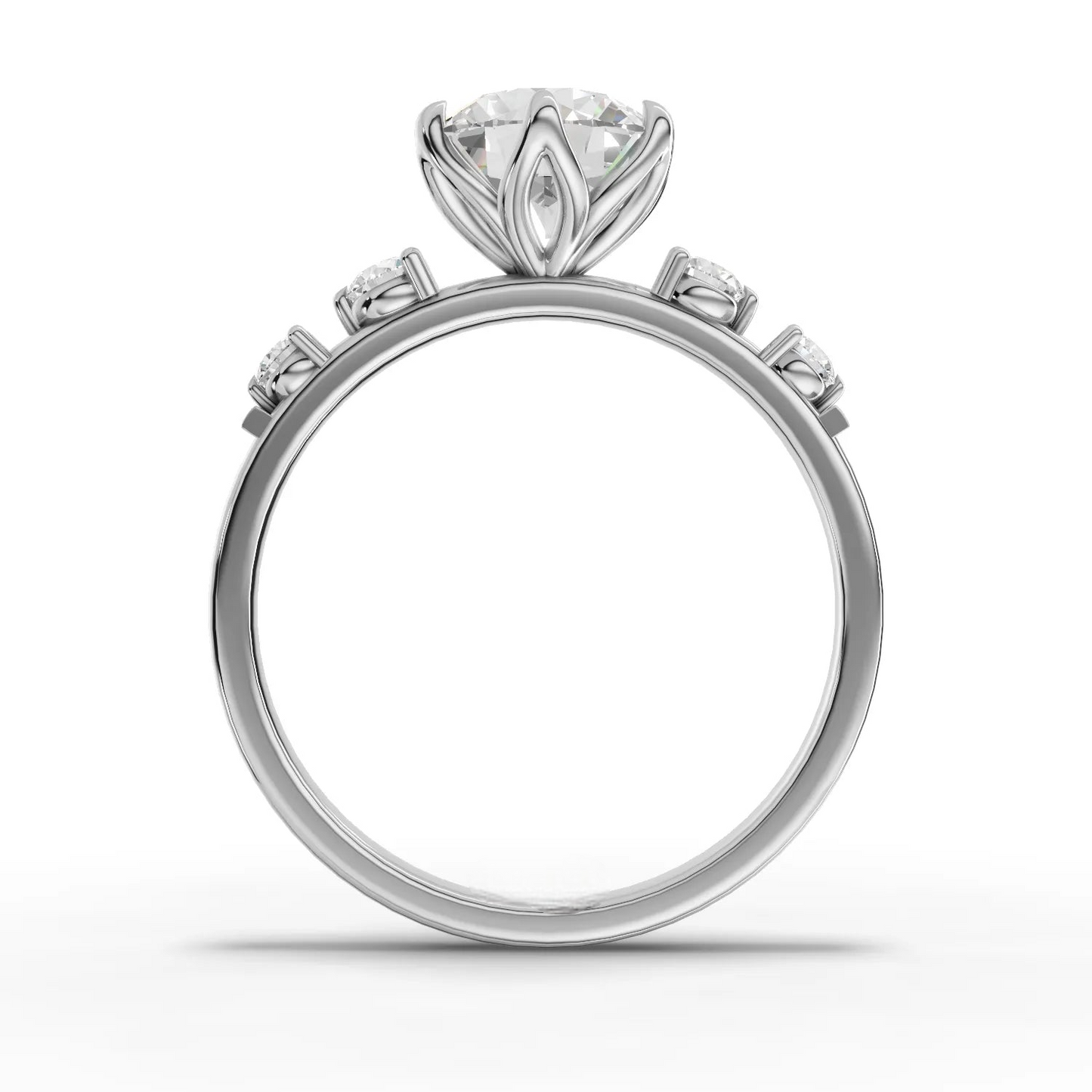 1.5 Carat Center Round Cut Moissanite Diamond Engagement Ring