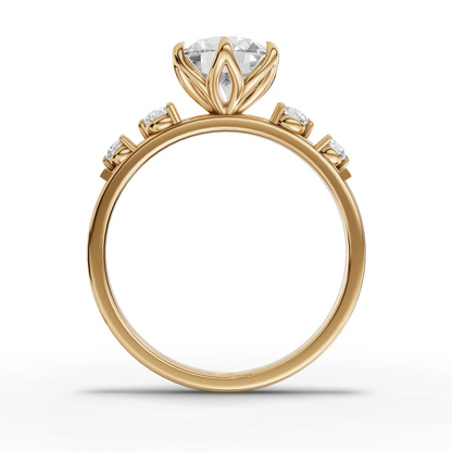 1.5 Carat Center Round Cut Moissanite Diamond Engagement Ring
