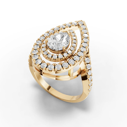 1 Carat Center Pear, Round Cut Moissanite Diamond Engagement Ring